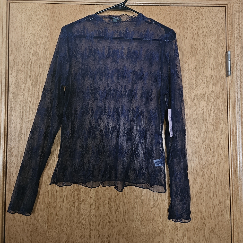Wild Fable Sheer Navy Lace Blouse